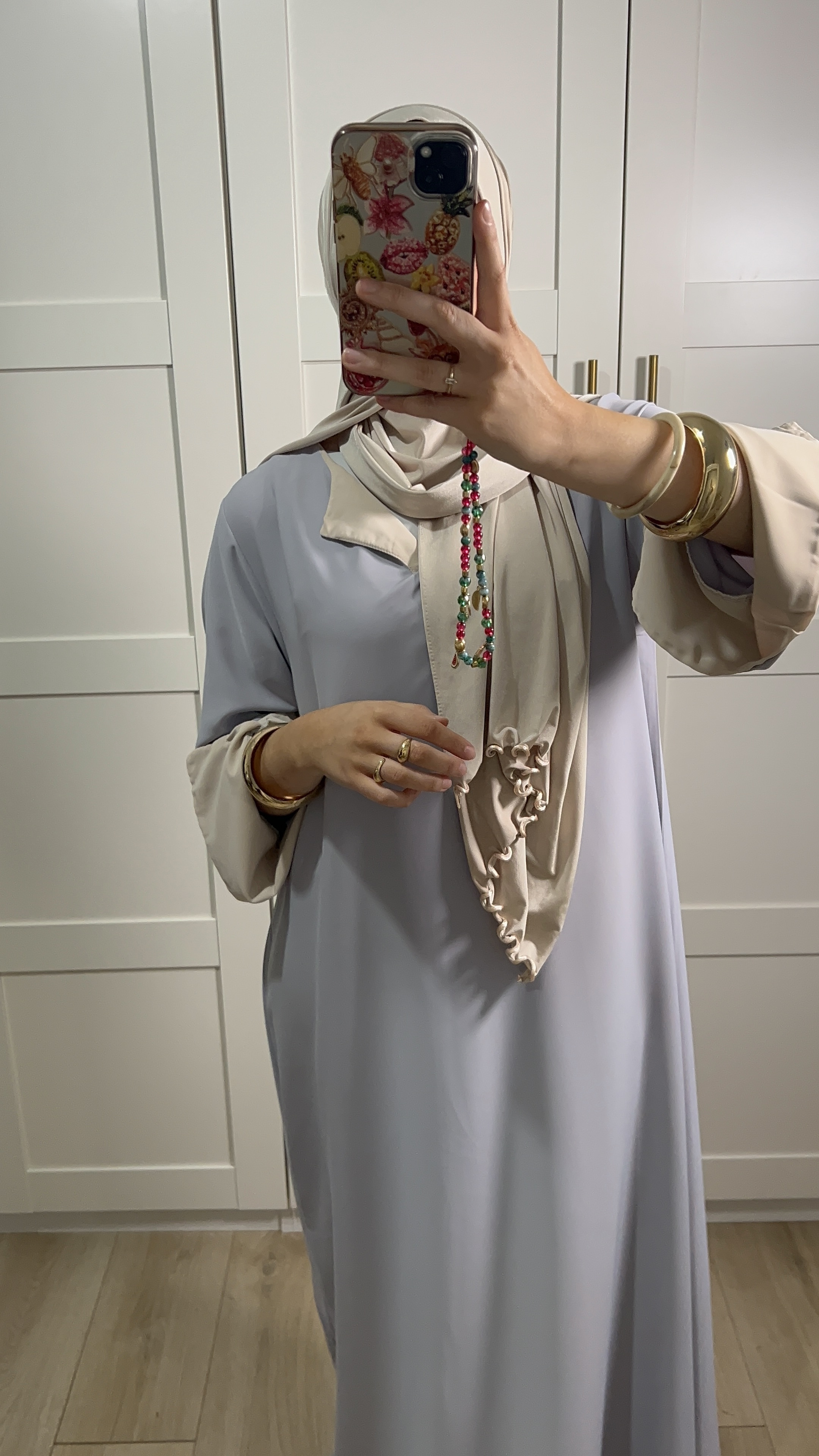 ABAYA BLEU ET BEIGE