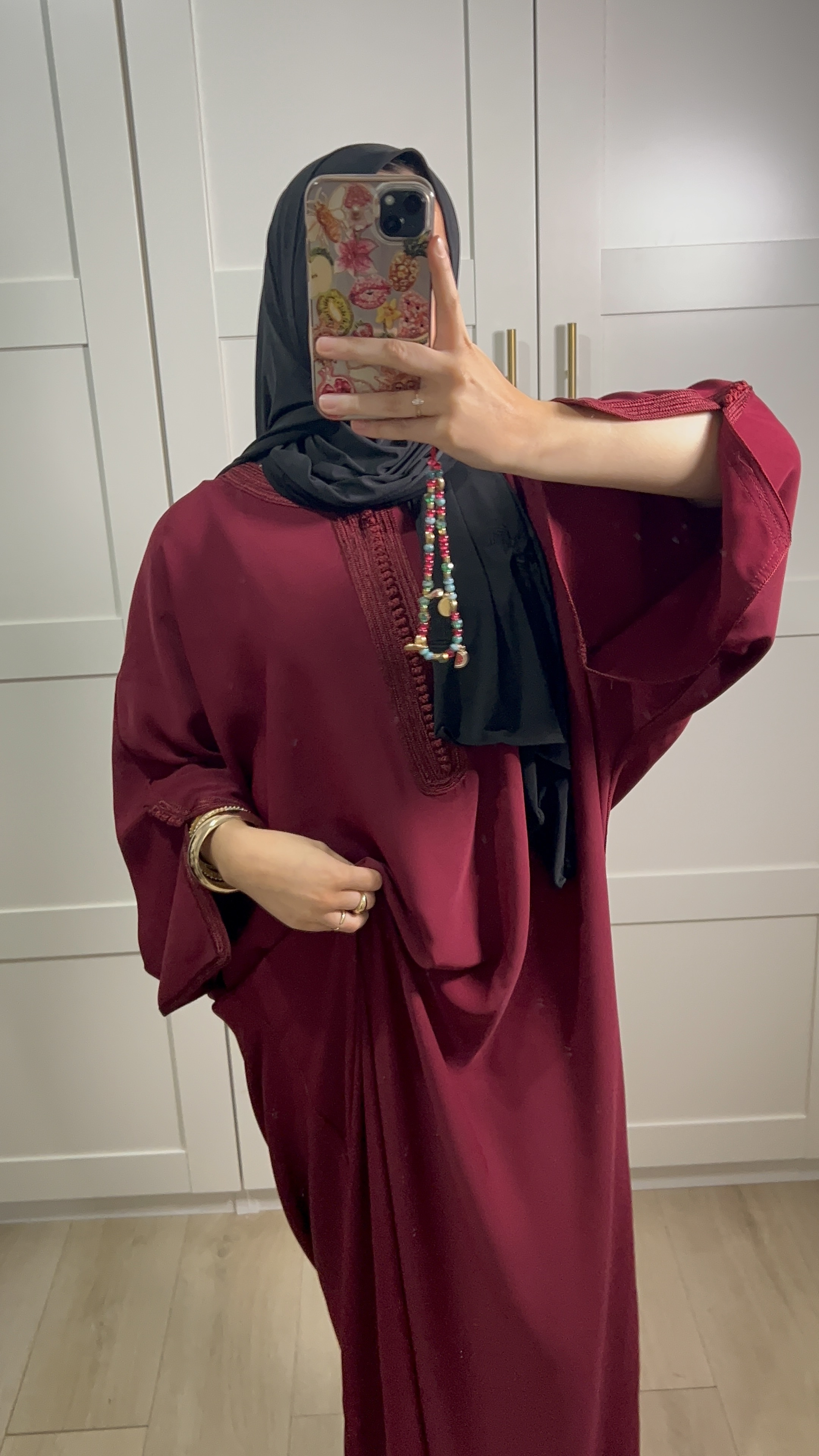 ABAYA BURGUNDI CRÊPE DE SOIE