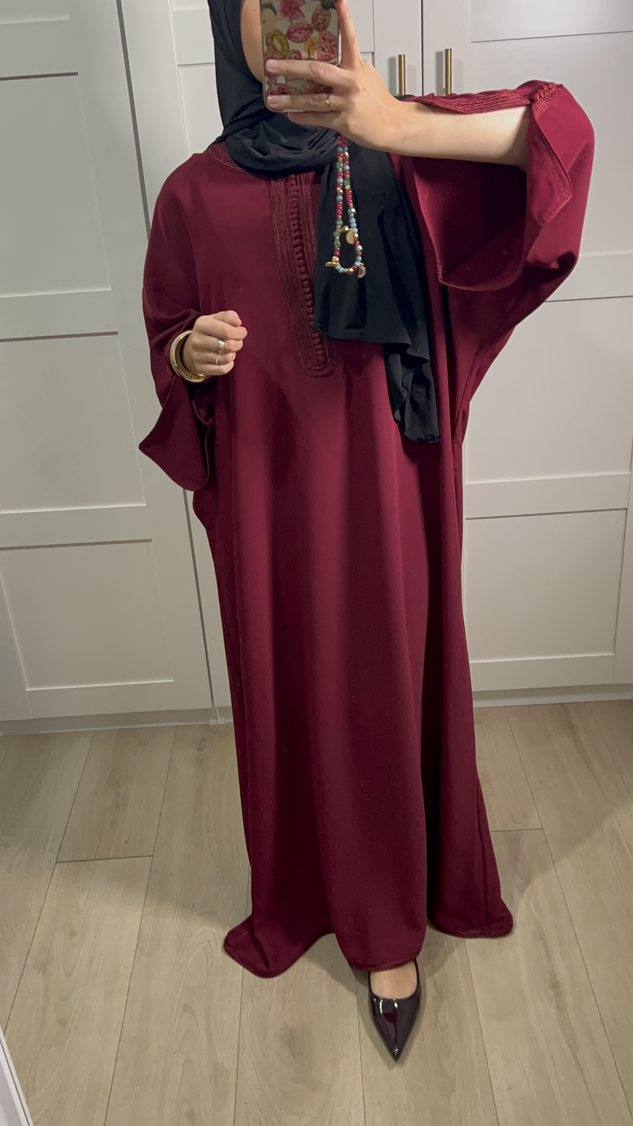 ABAYA BURGUNDI CRÊPE DE SOIE
