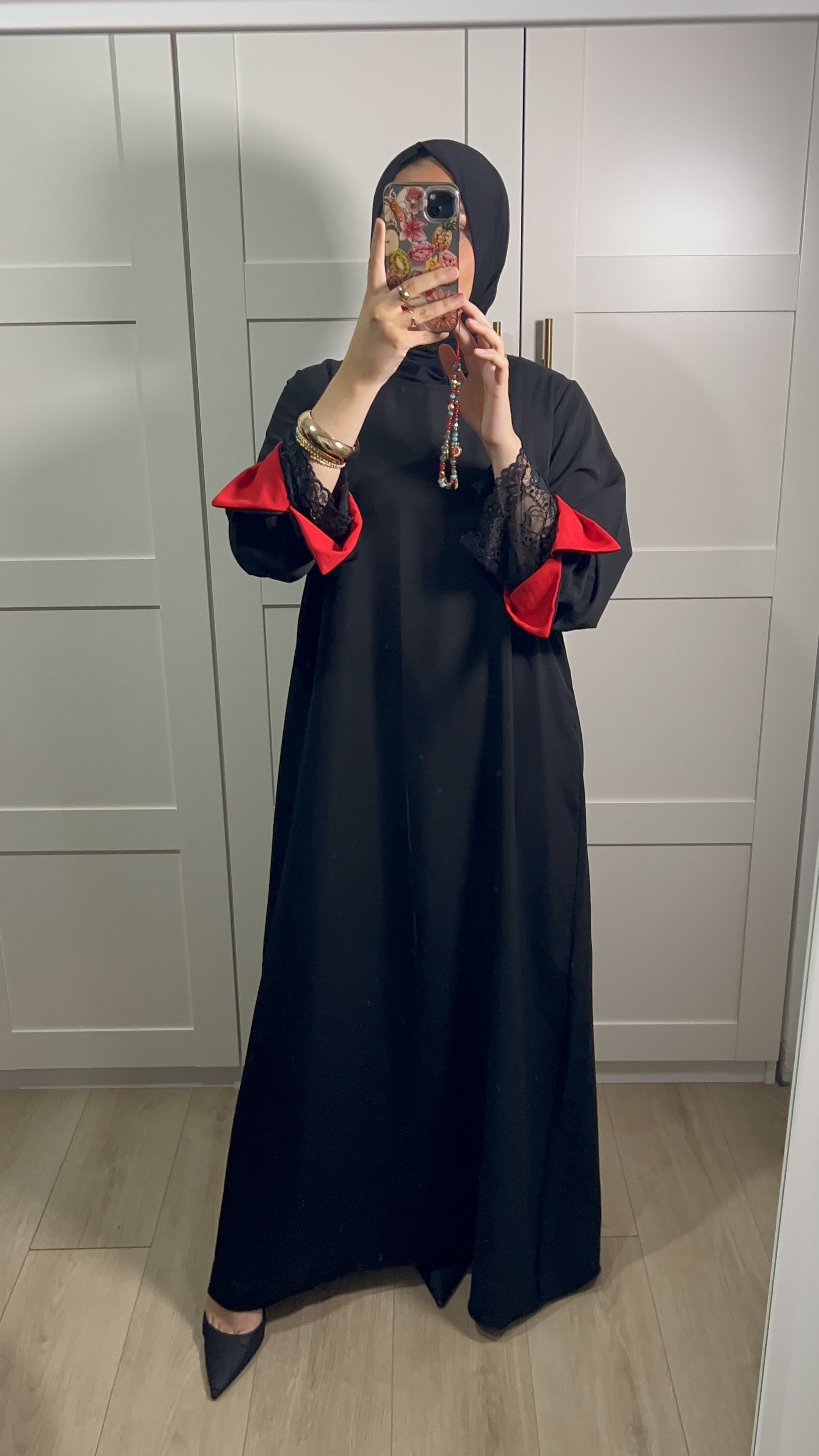 ABAYA DENTELLE ROUGE