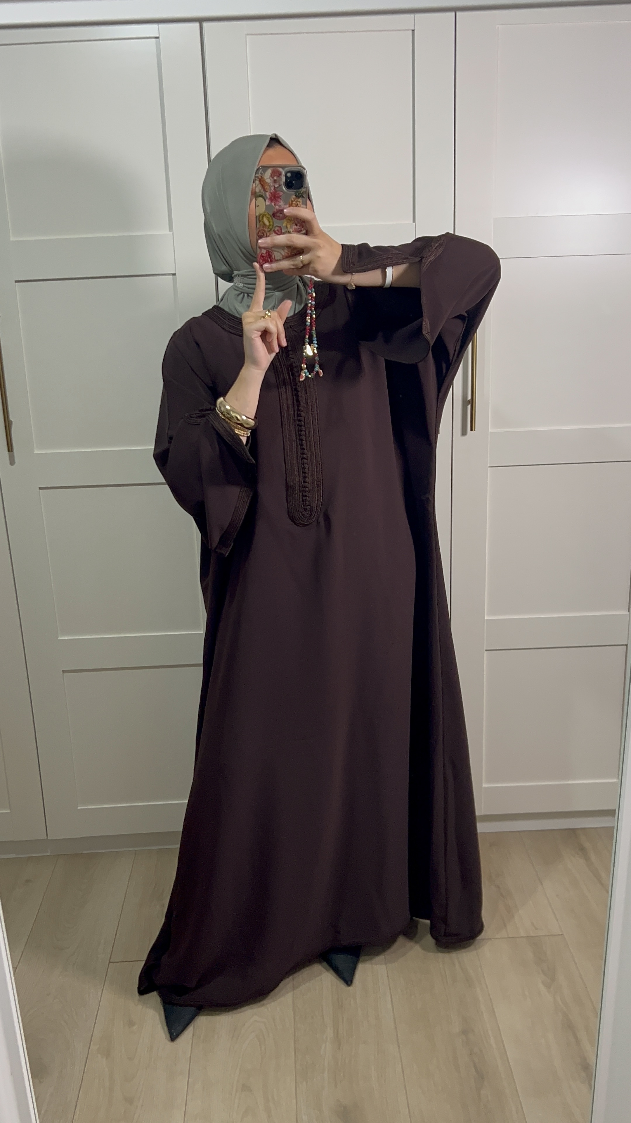 ABAYA MARRON CRÊPE DE SOIE